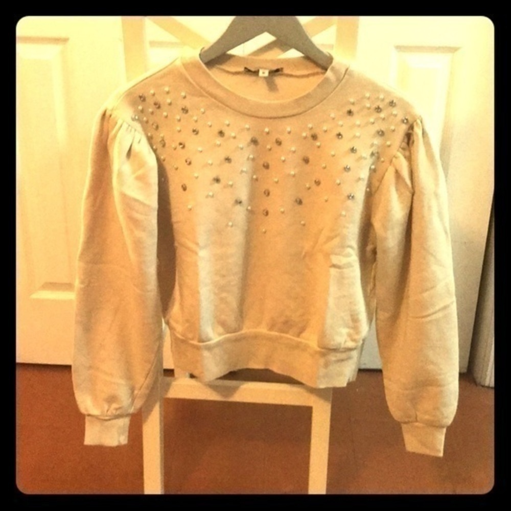 Express Tan Stylish Cropped Sweat Shirt‎ size XS